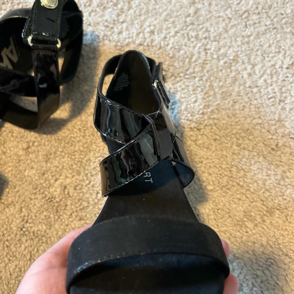 Anne Klein Sport Black Cross Cross Scrappy Wedge Sandals Women’s 8.5 - Picture 4 of 7